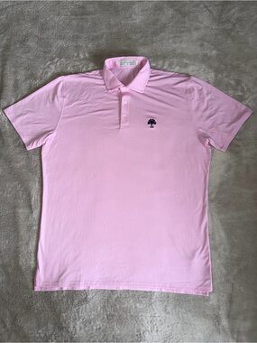 Holderness And Bourne Striped Golf Performance Polo Men’s XL In Pink Stretch